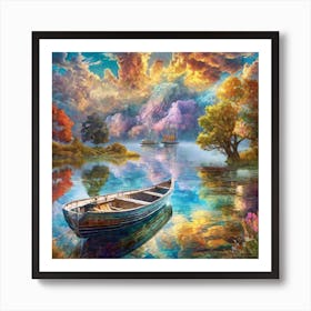 Boat On The Lake Art Print