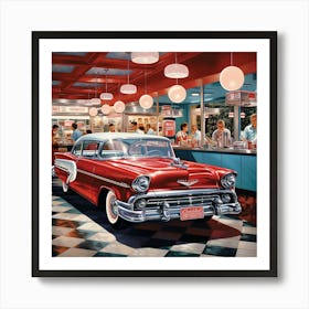 1950s Diner Scene Art Print