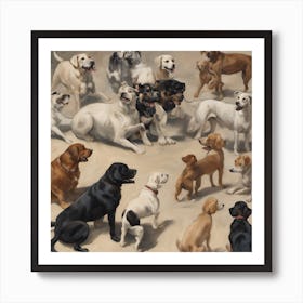 Group Of Dogs Art Print