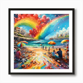 Rainbow Splash Over The Beach Resort Art Print