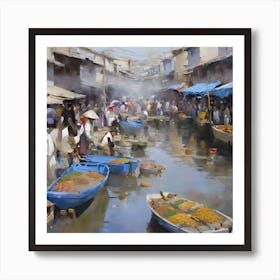 OIL PAINTING FISH VENDORS Art Print