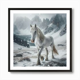 White Horse In Winter 1 Art Print