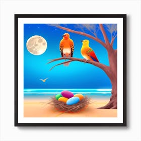 Easter Birds On The Beach 8 Art Print