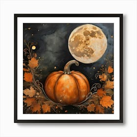 Abstract Halloween Moon Pic Art Print