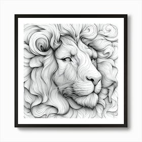 Lion Head Vector Illustration Art Print