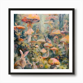 Rabbits In The Forest Art Print