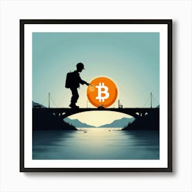 Bitcoin On A Bridge Art Print