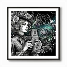 Polaroid Camera Art Digital Image No. 42 by Cam Views Art Print