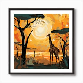 Giraffe Painting Art Print