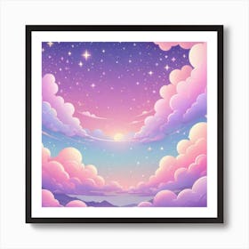 Sky With Twinkling Stars In Pastel Colors Square Composition 48 Art Print