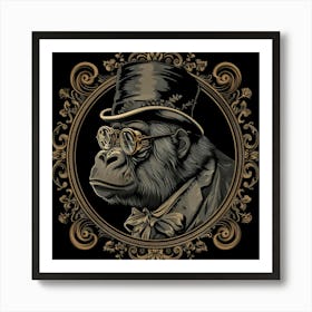 Gorilla In Top Hat Art Print