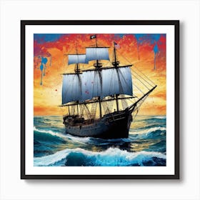 Pirate Ship In The Ocean 1 Art Print