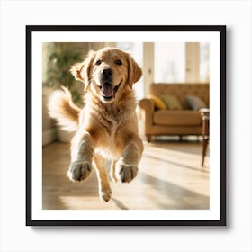 Golden Retriever Jumping Art Print