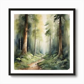 Watercolor Of A Forest 1 Art Print