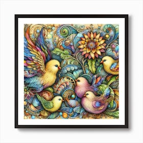 Colorful Chicks 1 Art Print