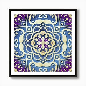 Tiles Vintage Bueatiful Purple Very Creative (1) Art Print