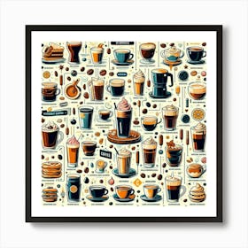 Coffee Icons Set Art Print