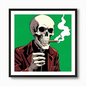 Skeleton Smoking A Cigarette Art Print