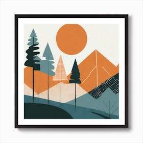 Abstract Mountains and Forest Art Print
