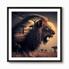 Lion In The Wild Art Print