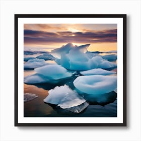 Icebergs At Sunset 43 Art Print