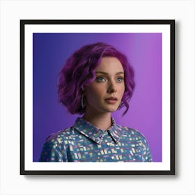 Woman With Purple Hair Art Print