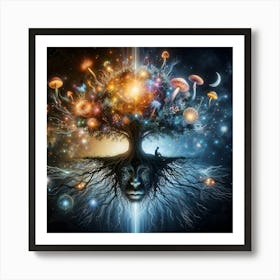 Psychedelic, Tree Of Life, Astral Symbiosis, Mystic Nexus Art Print