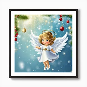 Angel Christmas Wallpaper 6 Art Print