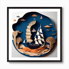 Paper art navy 03 Art Print