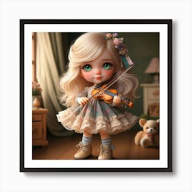 Little Girl Playing Violin 1 Art Print
