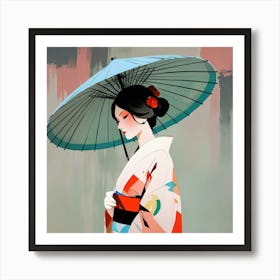 Japanese woman with umbrella 6 Art Print