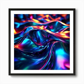 3d Light Colors Holographic Abstract Future Movement Shapes Dynamic Vibrant Flowing Lumi (7) Art Print