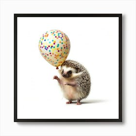 Hedgehog Holding A Balloon Art Print