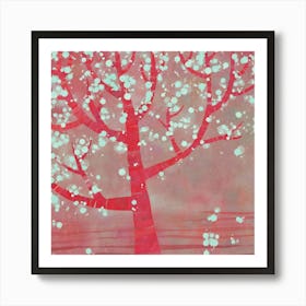 Blossoming Tree Pink and Blue Art Print