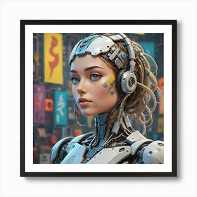 Cybernetic Harmony: The Future of Human-Machine Fusion Art Print