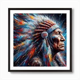 Native American Chief Sitting Bull Portrait Art Print