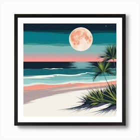 Beach At Night Art Print