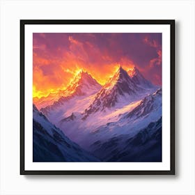 Dynamic Mountain Sunset Landscape 7 Art Print