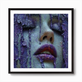 Woman With Purple Paint On Her Face Art Print