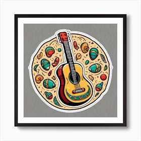 Mexican Guitar And Maracas Sticker 2d Cute Fantasy Dreamy Vector Illustration 2d Flat Centere (49) Art Print