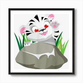 Bengal Baby Tiger Cub Zoo Animal Zookeeper Safari Wildlife Art Print