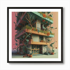 3d Illustration Of A Building Art Print