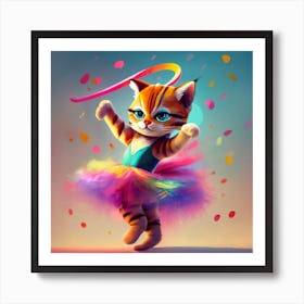 Dancing Pussycat In A Tutu Art Print