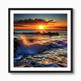 Sunset At The Beach 263 Art Print