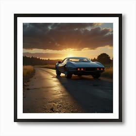 Photo Of Ultra Realistic Car, Dramatic Light, Pale Sunrise, Cinematic Lighting, Battered, Low Angle, Trending On Artstation Art Print