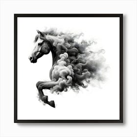 Black And White Horse Art Print