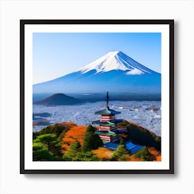 Mt Fuji Japan With castle Art Print