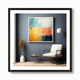 Mock Up Canvas Framed Art Gallery Wall Mounted Textured Print Abstract Landscape Portrait (22) Art Print