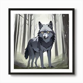 Wolf In The Woods 25 Art Print