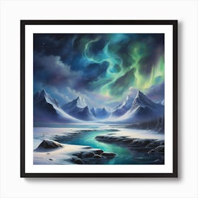 Craft An Artwork Of A Naturalistic Landscape With A Cosmic Sky Art Print